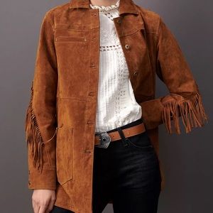 NWT Pilcro Danae Fringed Suede Jacket